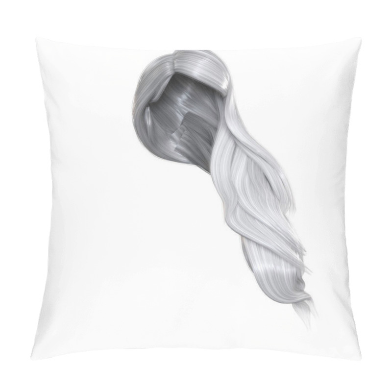 Personality  3d Render, 3d Illustration, Fantasy Long Wavy Hair On Isolated White Background Pillow Covers