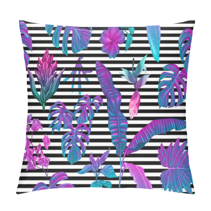 Personality  Seamless Pattern, Background With Tropical Plants Pillow Covers