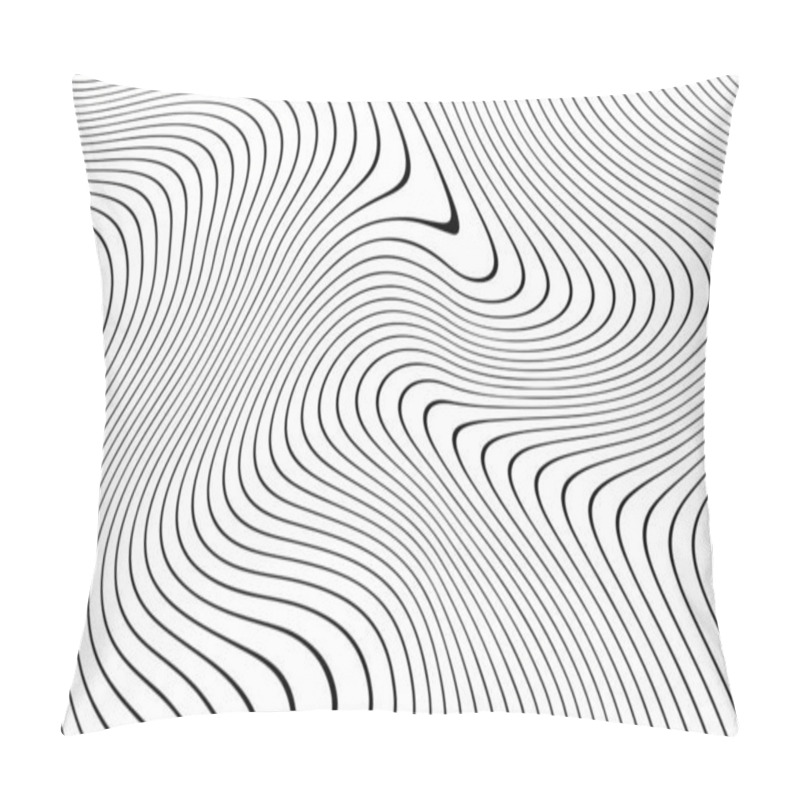 Personality  A Black And White Abstract Pattern With Curved Lines. Abstract Pattern. Texture With Wavy Curves. Pillow Covers