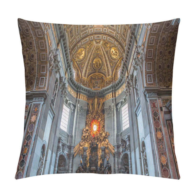 Personality  VATICAN CITY, VATICAN  JUNE 15, 2015  Interiors And Architectural Details Of Basilica Of Saint Peter, June 15, 2015, In Vatican City, Vatican Pillow Covers