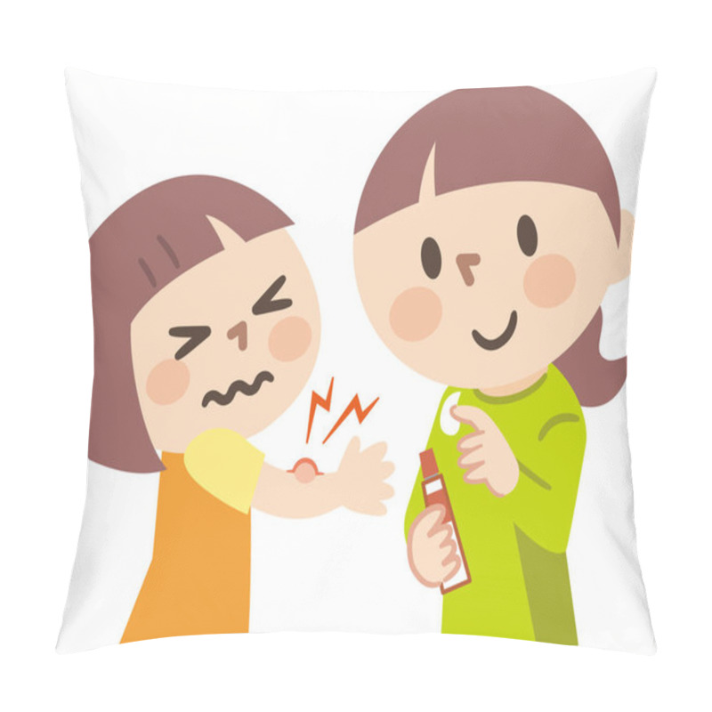 Personality  Mother Applying Antipruritic Medicine To Her Child Pillow Covers