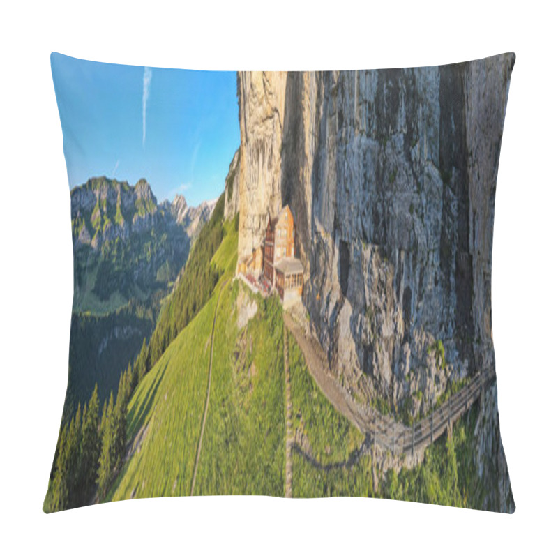 Personality  Ebenalp, Switzerland - 13 July 2024: View At The Famous Mountain Guesthouse Aescher At Ebenalp In The Swiss Alps Pillow Covers