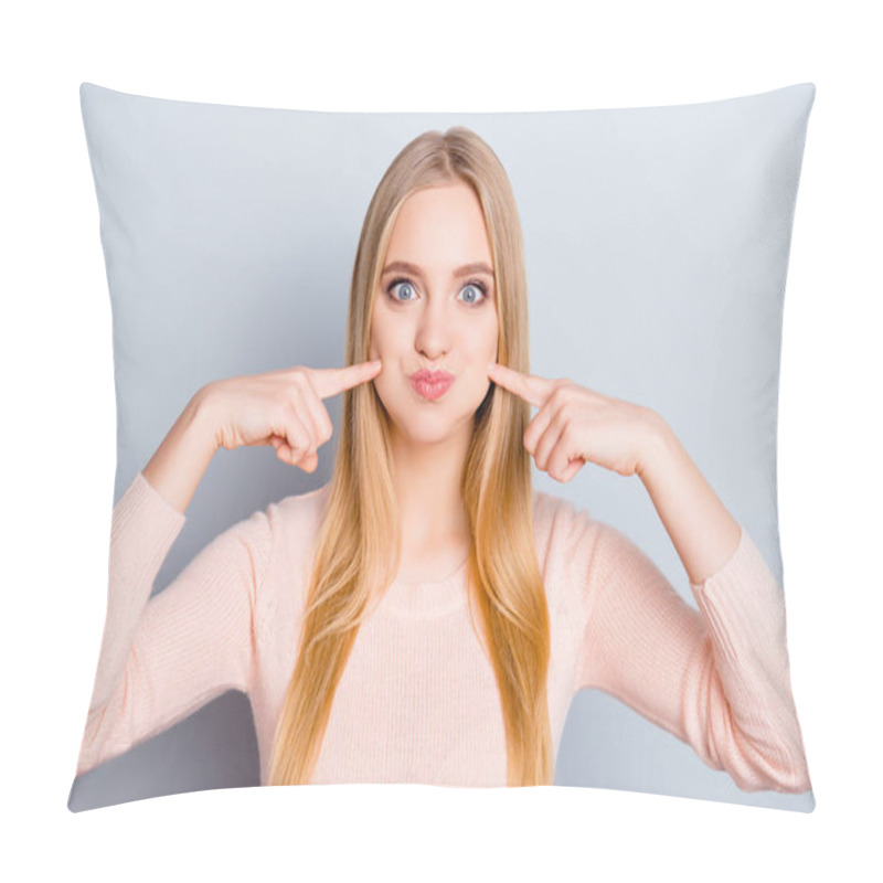 Personality  People Person Comedian Humor Joke Concept. Portrait Of Grimacing Pillow Covers