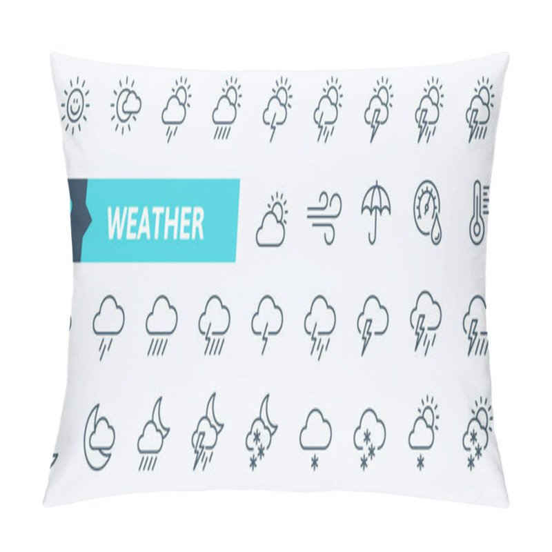 Personality  Weather Forecast - Outline Web Icon Set, Vector, Thin Line Icons Collection Pillow Covers