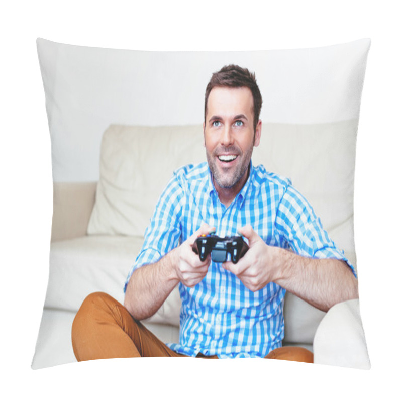 Personality  Man Playing A Video Game Pillow Covers