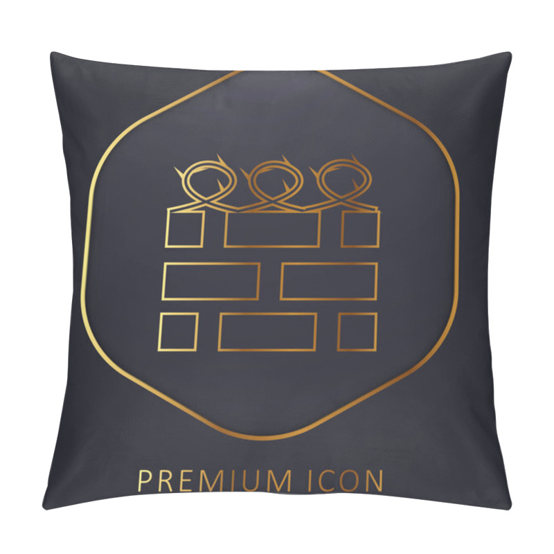 Personality  Brick Wall With Barbed Wire Golden Line Premium Logo Or Icon Pillow Covers