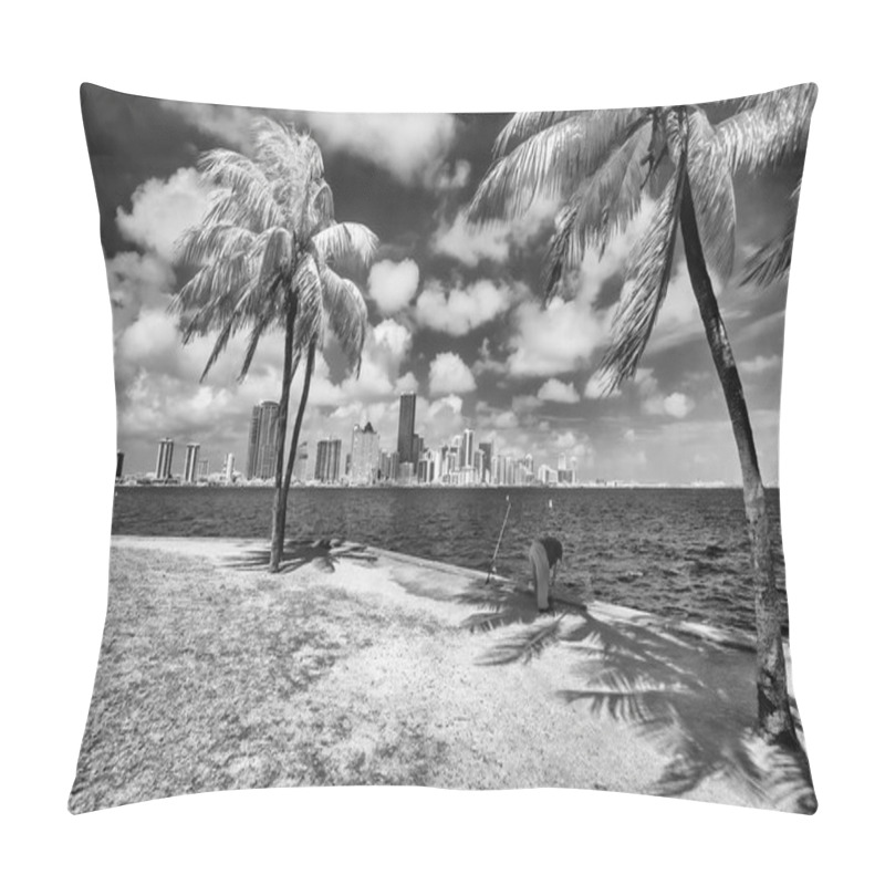 Personality  Infrared View Of Miami Skyline From Rickenbacker Causeway, Florida. Pillow Covers