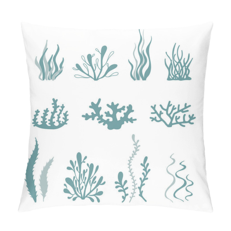 Personality  Hand Drawn Set Of Tropical Seaweed And Corals Isolated On White Background. Marine Life. Vector Illustrations Of Ocean Flora. Underwater Biodiversity. Pillow Covers