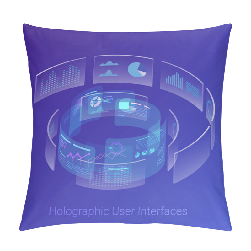 Personality  Isometric Holographic Virtual Reality VR HUD Head-Up Displays Us Pillow Covers