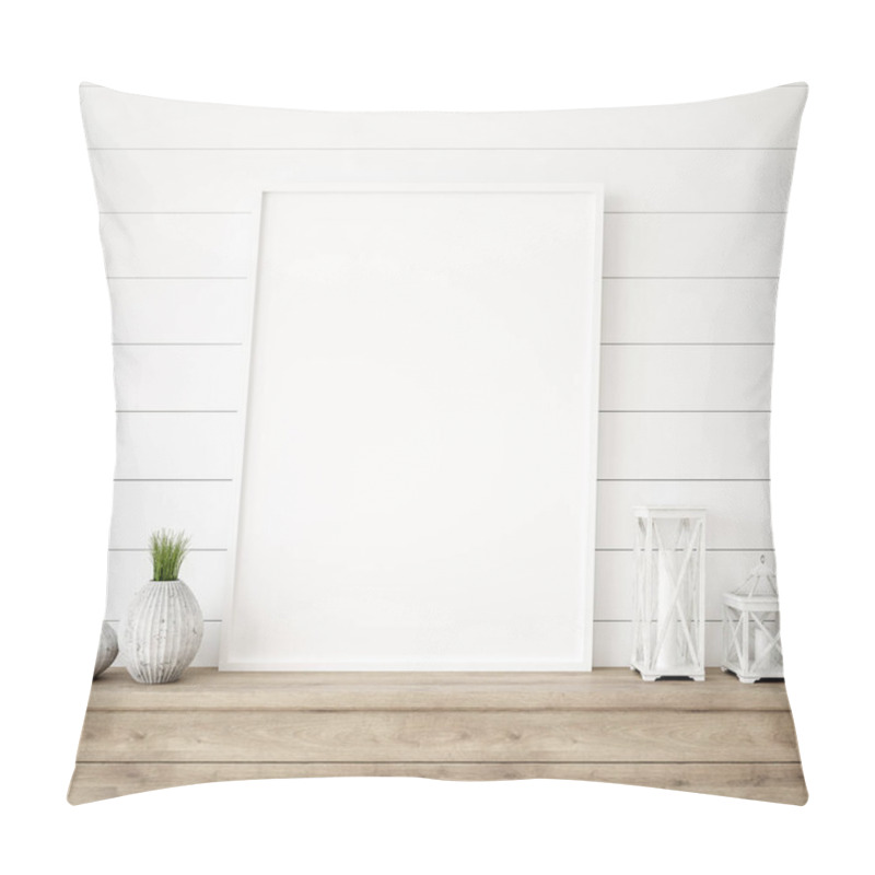 Personality  Mock Up Frame In Home Interior Background With Minimal Decor, 3d Render Pillow Covers