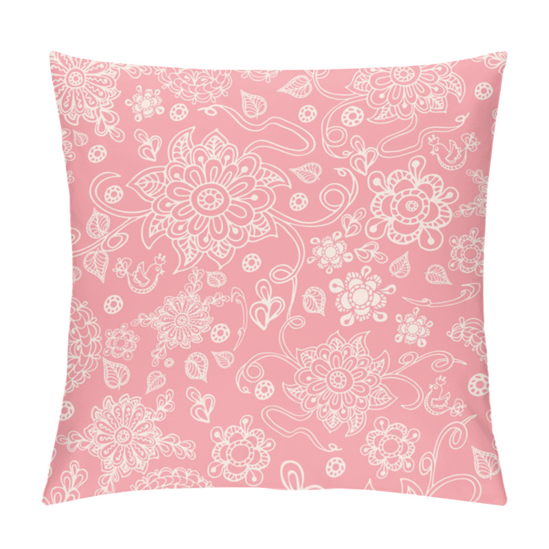 Personality  Seamless Retro Pink Floral Background, Vector Illustration Pillow Covers