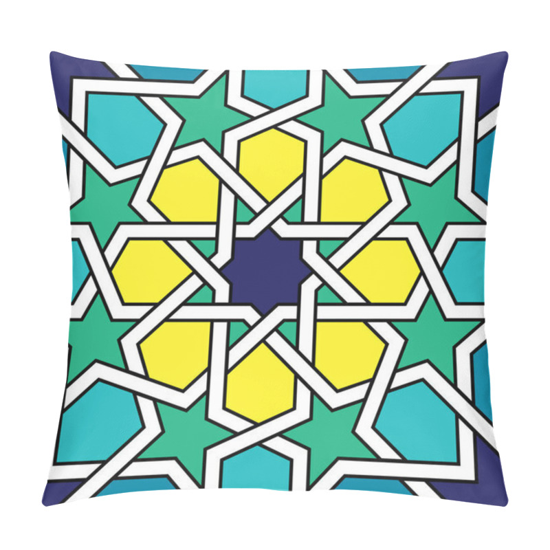 Personality  Moroccan Tile Design, Moorish Seamless Vector Pattern, Geometric Abstract Tiles Pillow Covers