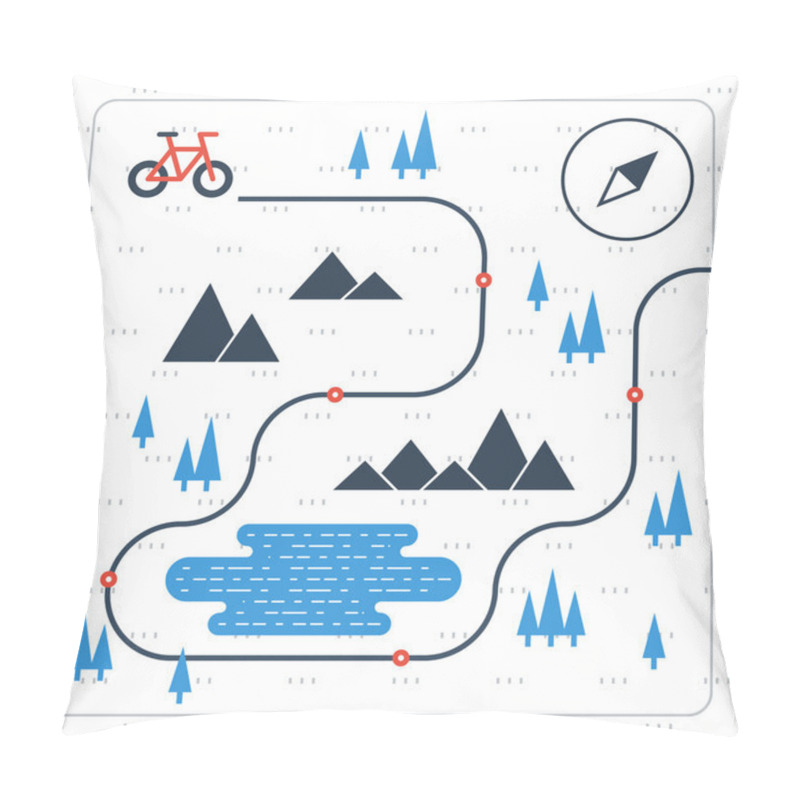 Personality  Cross Country Bicycle Map Pillow Covers