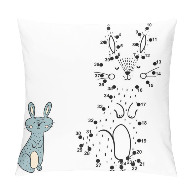 Personality  Dot To Dot Game For Kids. Connect The Numbers And Drawn A Cute Rabbit Pillow Covers