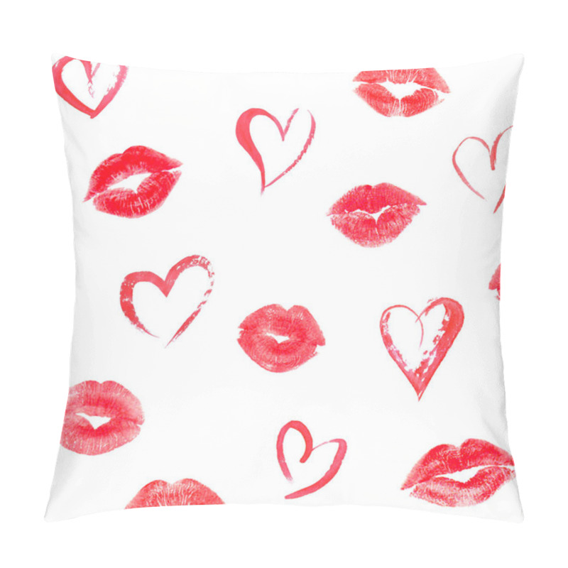 Personality  Seamless Pattern With Hearts And Traces Lips Kisses Pillow Covers