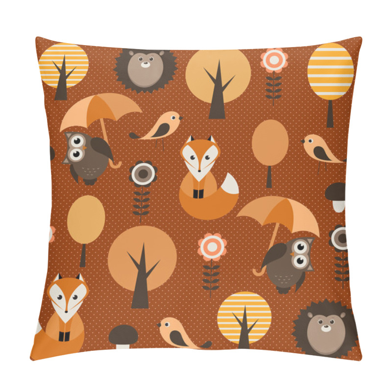 Personality  Autumn Background With Animals Pillow Covers