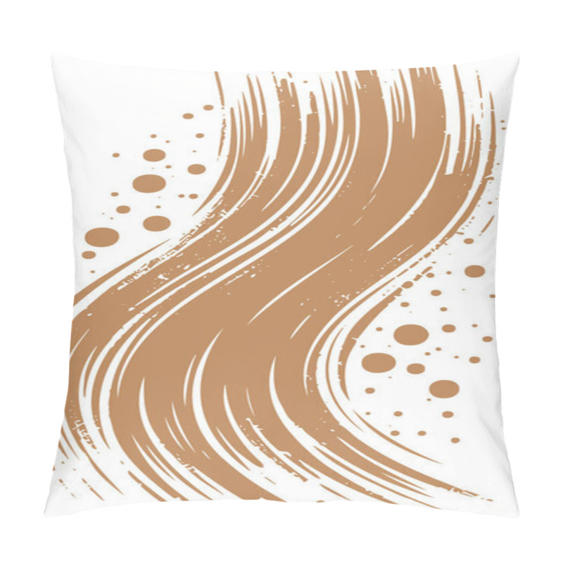 Personality  Curved Brown Paint Brush Strokes With Droplets Vector Pillow Covers