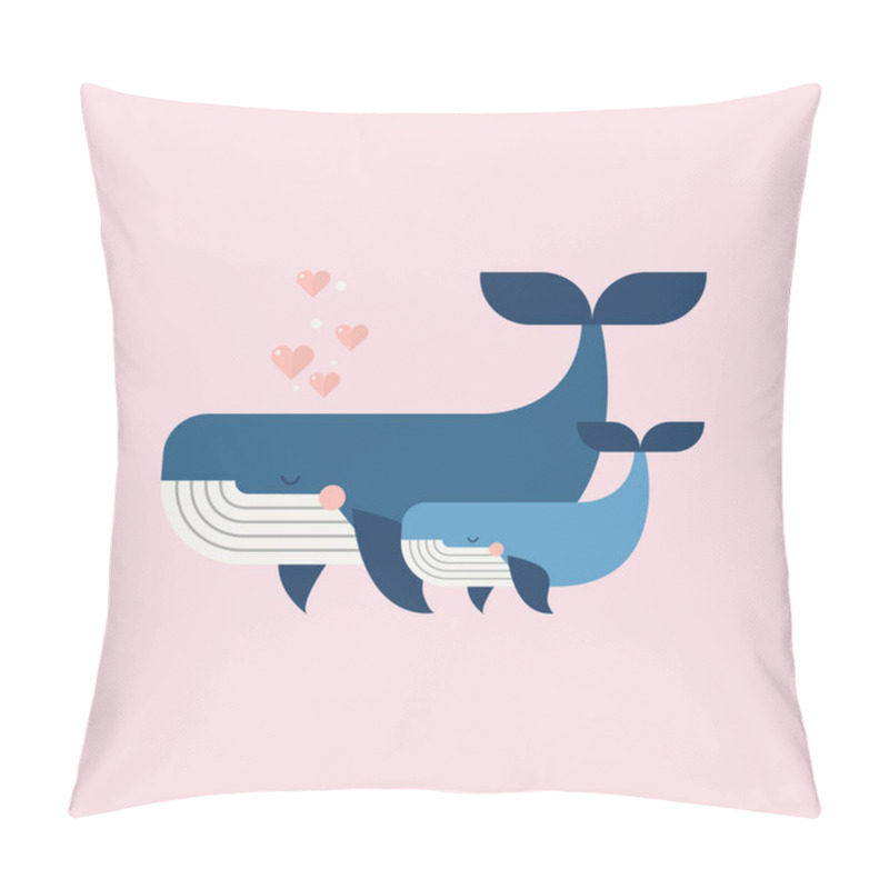 Personality  Cute Whales Happy Mothers Day. Vector Illustration Pillow Covers