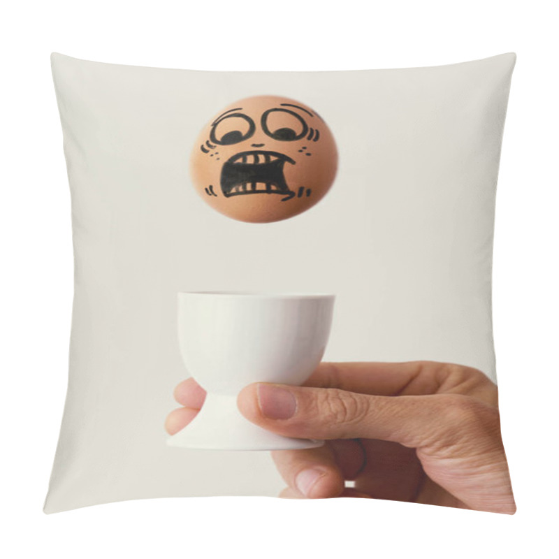 Personality  Brown Egg With A Scary Face Pillow Covers