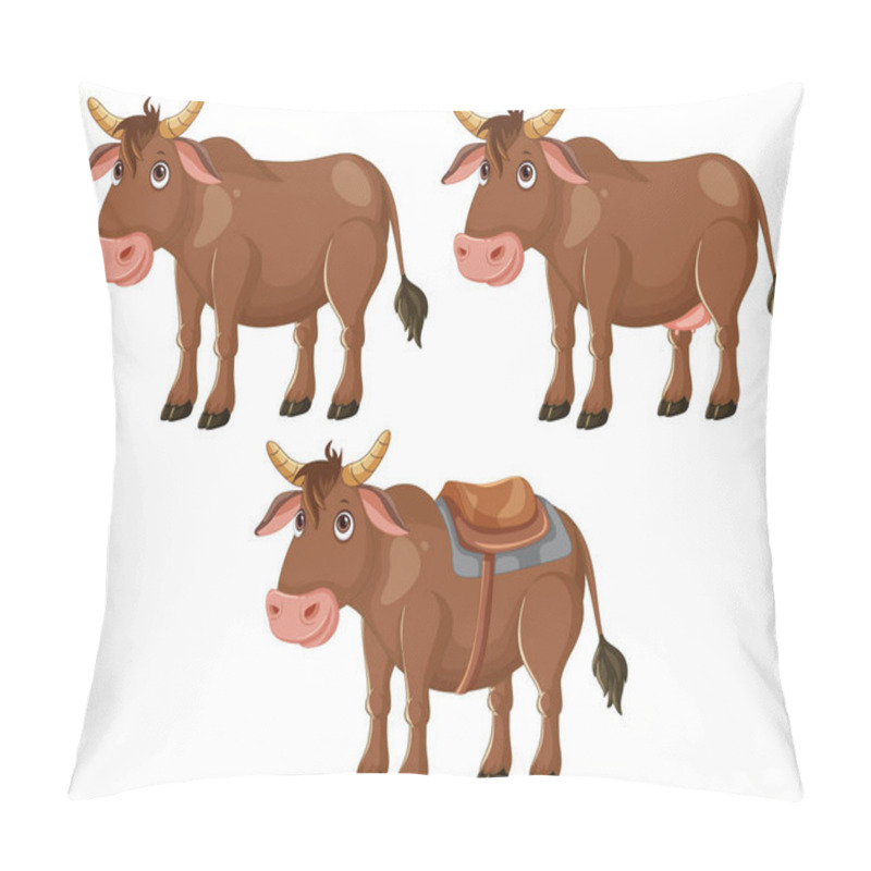 Personality  Three Cows, One With A Saddle Pillow Covers