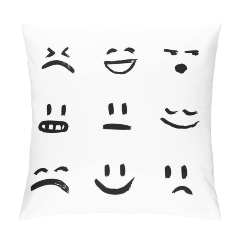 Personality  Set Of Vector Emoticons, Smiley, Kaomoji, And Mood Expressions. Modern Grunge, Textured Emoji Looks Like Graffiti For Any Projects, Prints, And Web Interfaces. Excellent Templates For Your Design. Pillow Covers