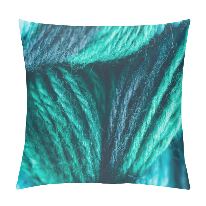 Personality  Close Up View Of Blue And Green Knitting Yarn Ball Pillow Covers