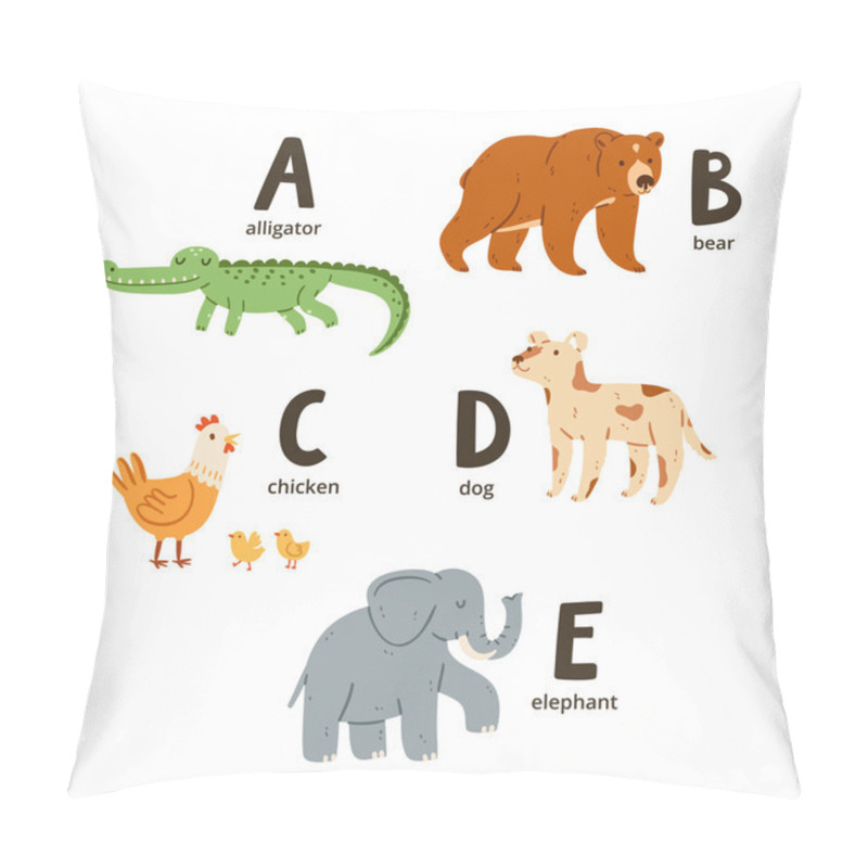 Personality  Animal Alphabet Letters A To E Pillow Covers