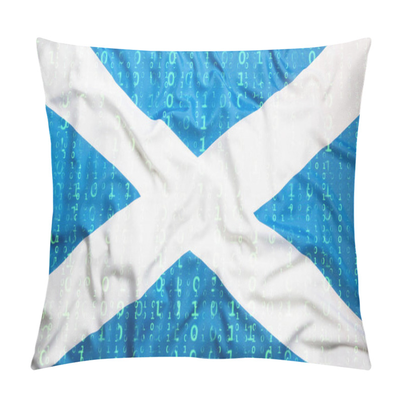 Personality  Binary Code With Scotland Flag, Data Protection Concept Pillow Covers