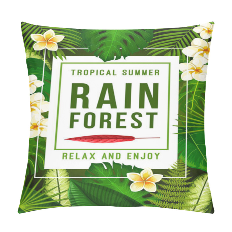 Personality  Tropical Summer Banner With Exotic Floral Frame Pillow Covers