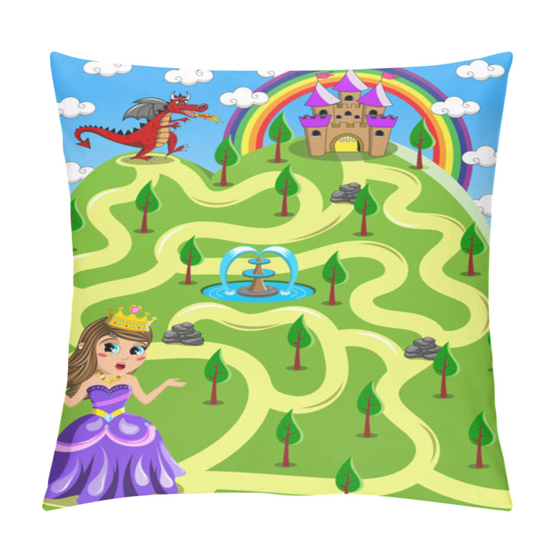 Personality  Maze Game: Kid Princess Castle And Red Dragon Pillow Covers