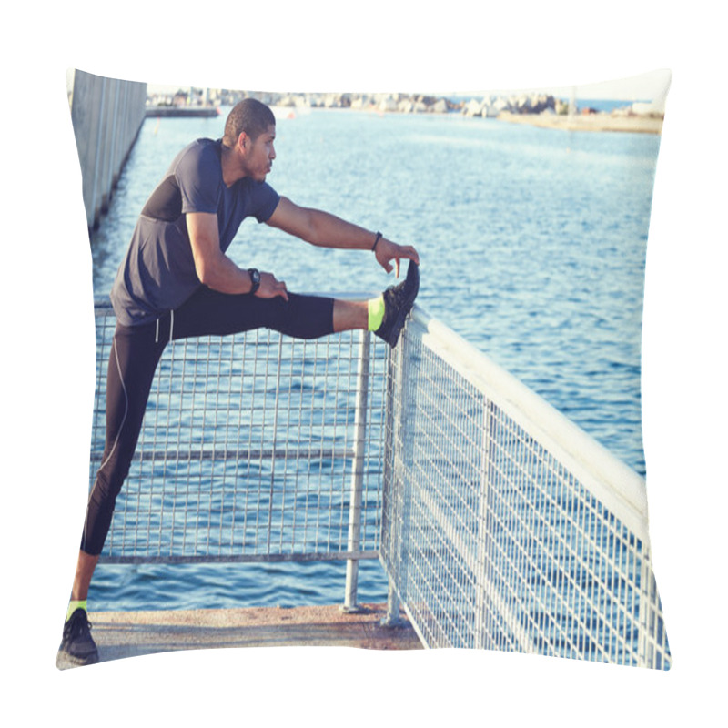 Personality  Male Jogger Doing Stretching Exercise Pillow Covers