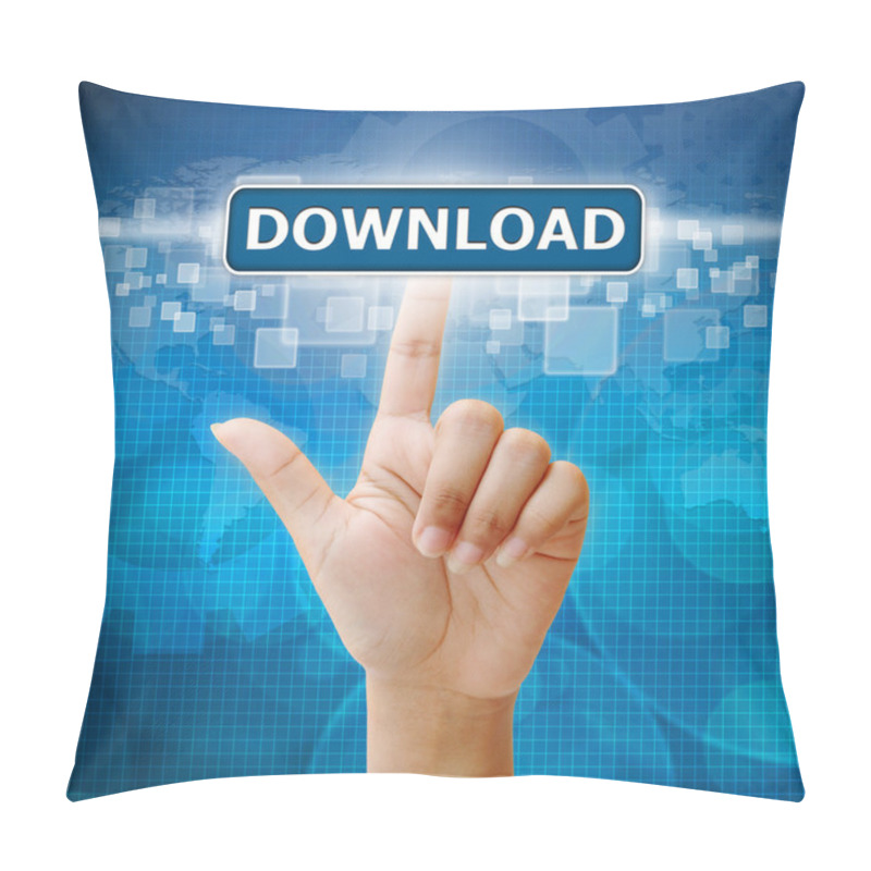 Personality  Hand Woman Press On Touch Screen Interface Download Button Pillow Covers