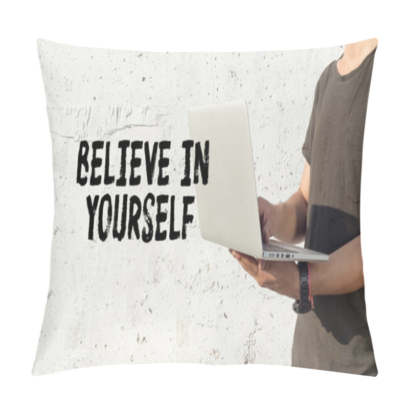 Personality  Young Man Using Laptop Pillow Covers