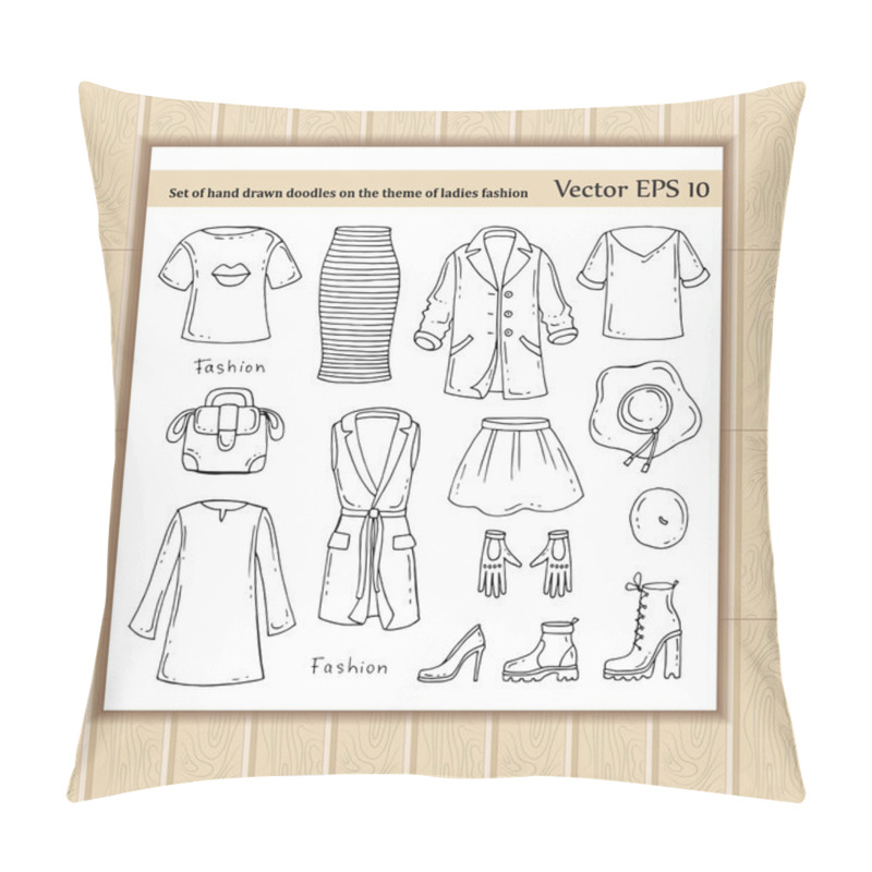 Personality  Set With Doodles On The Theme Of Ladies Fashion Pillow Covers