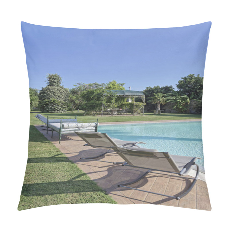 Personality  Italy, Sicily, Gazebo And Swimming Pool In The Garden Of A Farm House In The Countryside Pillow Covers