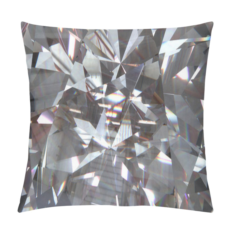 Personality  Realistic Diamond With Caustic Close Up Texture, 3D Illustration. Pillow Covers