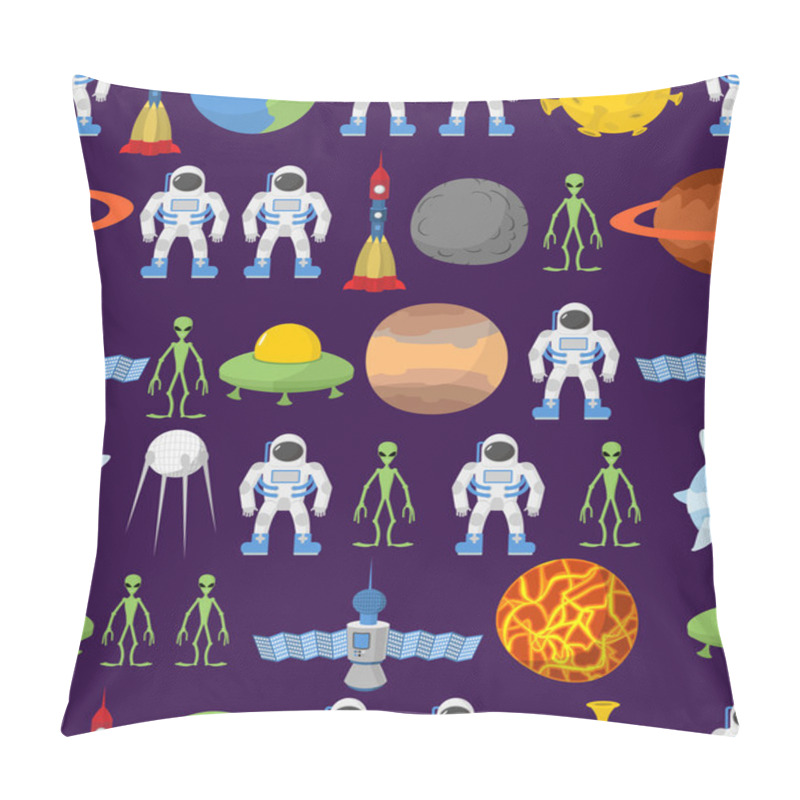 Personality  Cosmos Seamless Background, Ornament. Spacecraft Rockets And UFO Pillow Covers