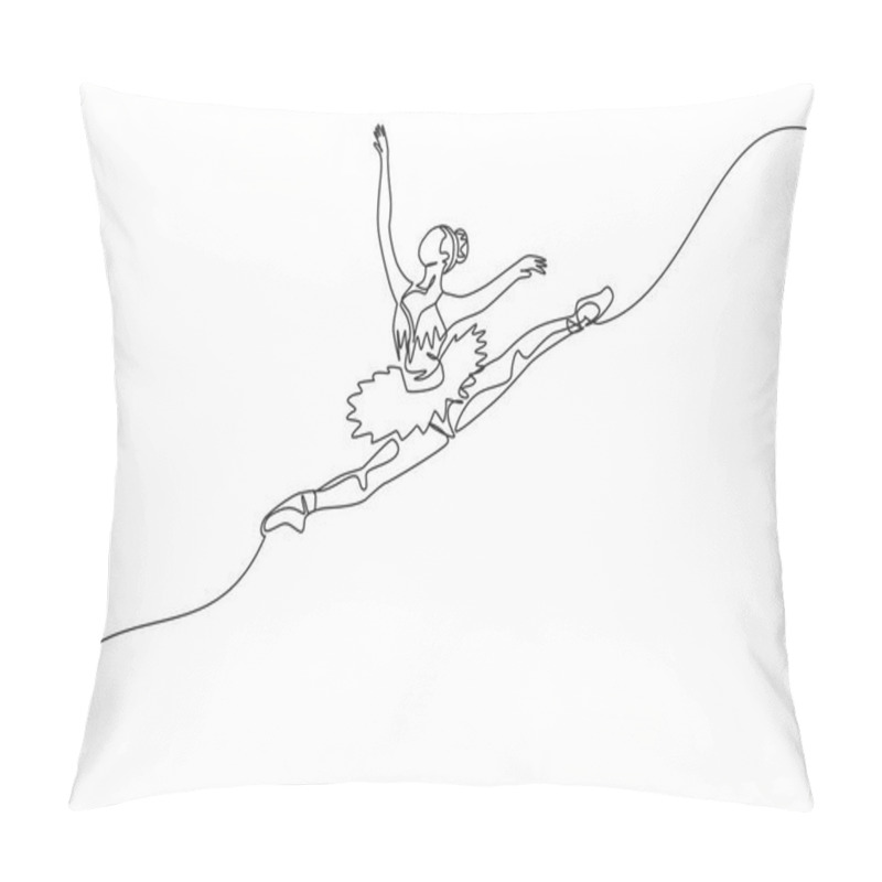 Personality  One Continuous Line Drawing Of Young Graceful Woman Ballet Dancer Perform Beauty Classic Dance At Stage Of Opera House. Ballet Performance Concept. Dynamic Single Line Draw Design Vector Illustration Pillow Covers