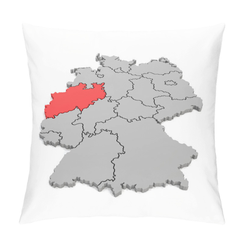 Personality  3d Render - German Map With Regional Boarders And The Focus To N Pillow Covers