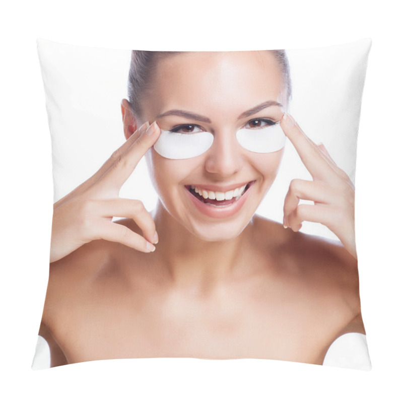 Personality  Pretty Face Of Beautiful Smiling Woman - Posing At Studio Isolated On White Pillow Covers