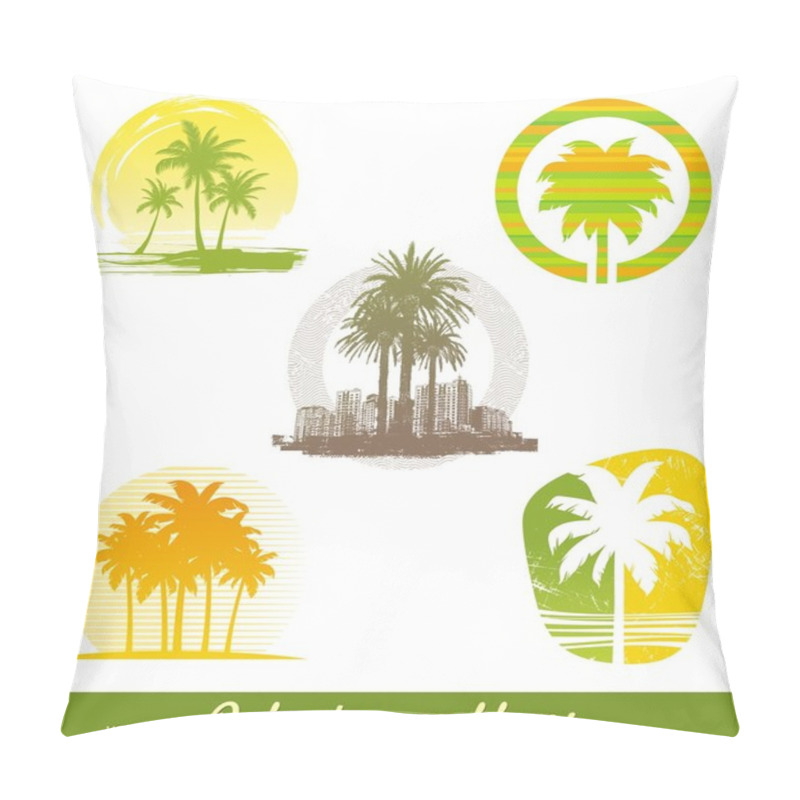 Personality  Vector Set - Palm Tree Emblems & Labels Pillow Covers