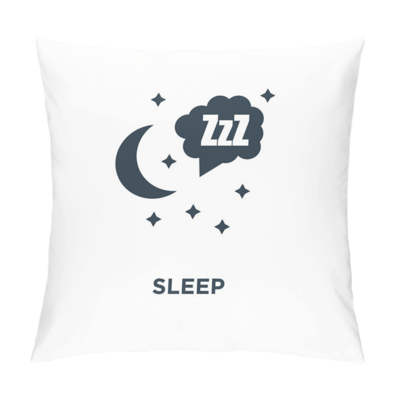 Personality  Sleep Icon. Black Filled Vector Illustration. Sleep Symbol On White Background. Can Be Used In Web And Mobile. Pillow Covers