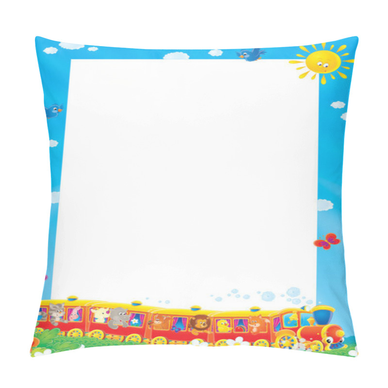 Personality  Frame Of A Train Full Of Animals Pillow Covers