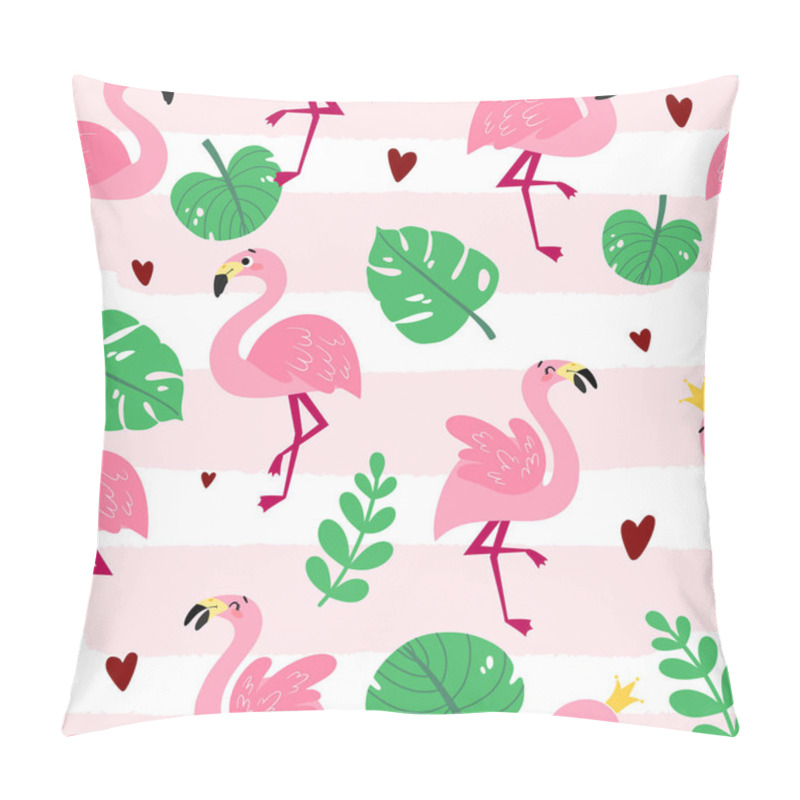 Personality  Summer Seamless Pattern With Flamingos. Pillow Covers