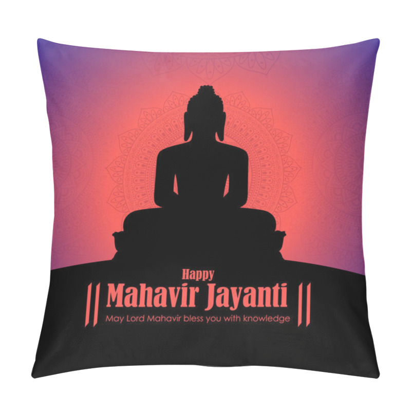 Personality  Vector Illustration Of Mahavir Jayanti Concept Banner Pillow Covers