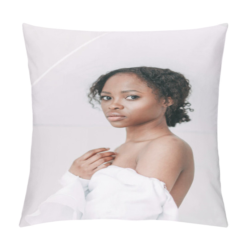 Personality  Minimalistic Wedding Series In European Style. Stylish African Bride. Concept And Idea Of A White Wedding.  Pillow Covers