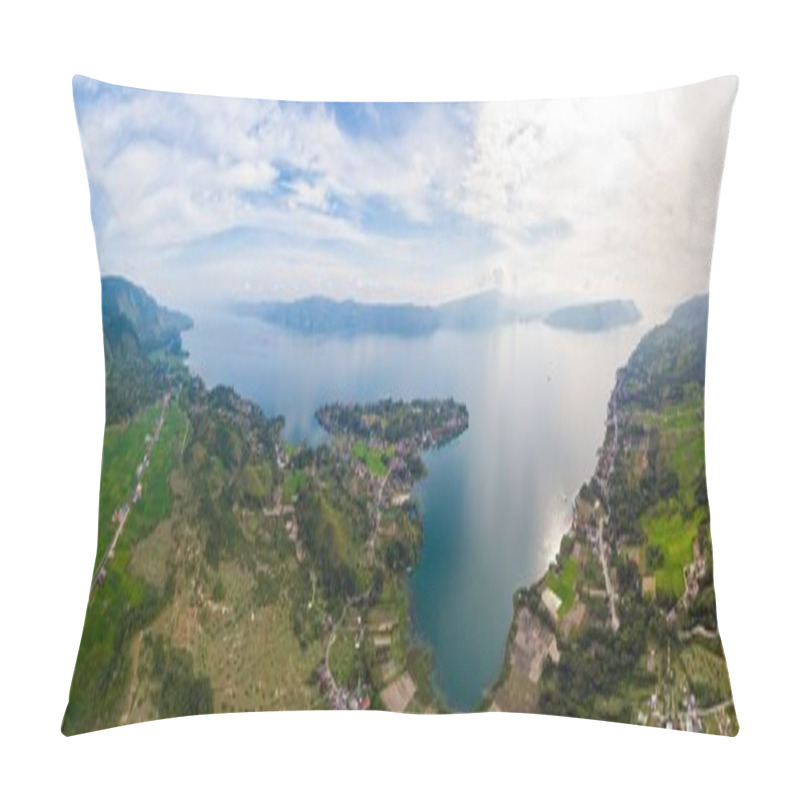 Personality  Aerial: Lake Toba And Samosir Island View From Above Sumatra Indonesia. Huge Volcanic Caldera Covered By Water, Traditional Batak Villages, Green Rice Paddies, Equatorial Forest. Pillow Covers