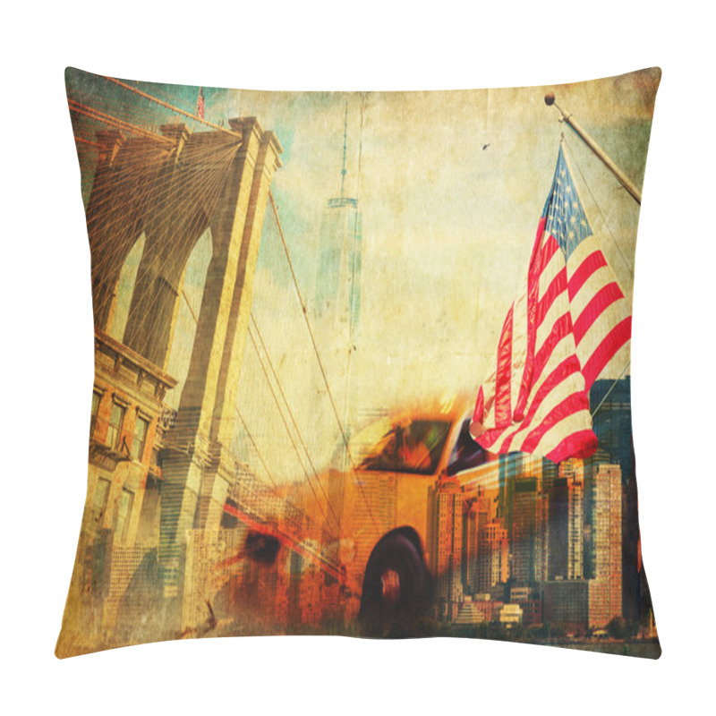 Personality  Collage Of Different Symbols Of New York City Pillow Covers