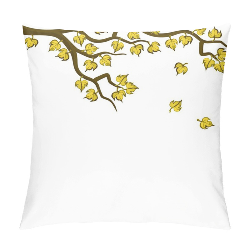 Personality  Yellow Messy Leaves On Brown Branches Autumn Season Abstract Botanical Illustration On White Background Pillow Covers