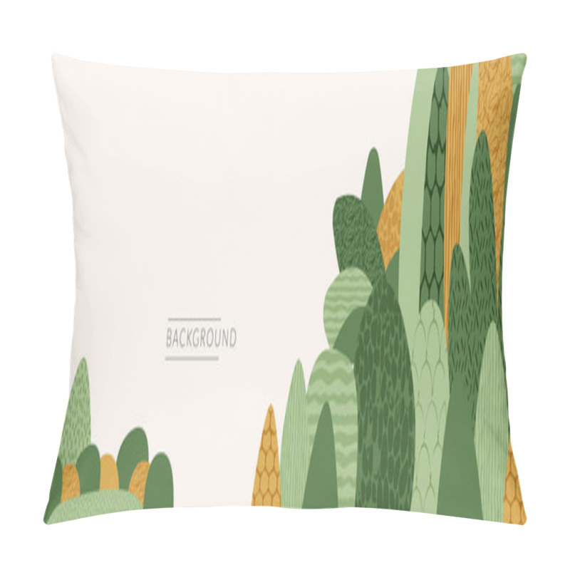 Personality  Eco Forest Or Green Tree Banner Background In Scandinavian Style. Abstract Organic Nature, Fresh Leaves In Park Vector Illustration. Ecology Garden Shape With Texture. Colorful Woodland Landscape Pillow Covers